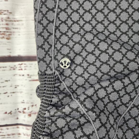 Lululemon In the Flow‎ Crop II Ruched Leg Heathered Deep Coal Geometric Size 4 - Picture 3 of 7